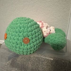 Turtle Flower Crocheted Plushie Pink‎ Green Blue Soft Adorable Gift Kids Chunky